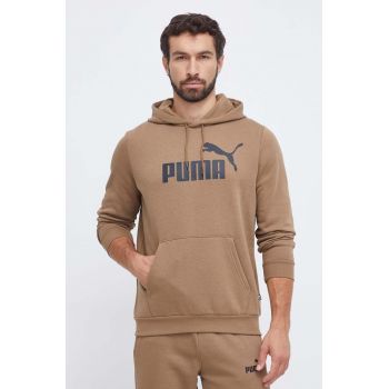 Puma bluză bărbați, culoarea maro, cu glugă, imprimeu 586687