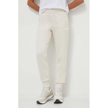 Puma pantaloni de trening culoarea alb, neted de firma original