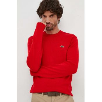 Lacoste pulover de lana barbati, culoarea rosu