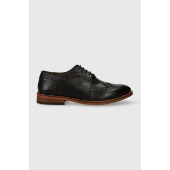 Barbour pantofi de piele Isham barbati, culoarea negru, MFO0693BK71 de firma originali