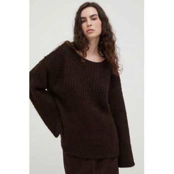 Lovechild pulover de lana femei, culoarea maro, călduros