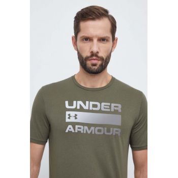 Under Armour tricou barbati, culoarea verde, cu imprimeu