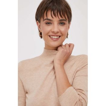 XT Studio pulover femei, culoarea bej, light, cu turtleneck