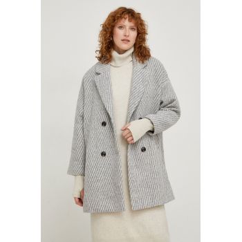 Answear Lab palton de lana culoarea gri, de tranzitie, oversize ieftin