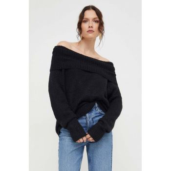 Answear Lab pulover de lana culoarea negru, light, cu guler