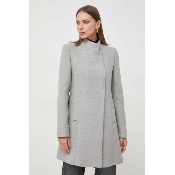 Morgan palton de lana culoarea gri, de tranzitie, cu doua randuri de nasturi ieftin