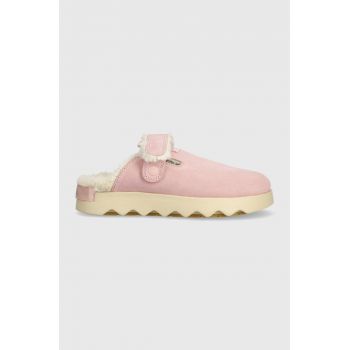 Sorel papuci din piele intoarsa VIIBE CLOG SUEDE COZY culoarea roz, 2048521