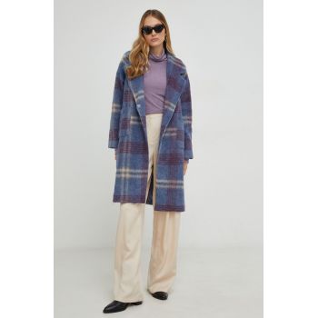 Answear Lab palton de lana culoarea violet, de tranzitie