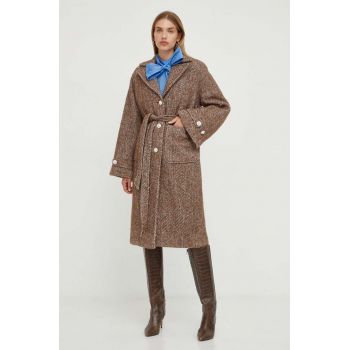Custommade palton din lana culoarea maro, de tranzitie, oversize
