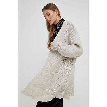 Answear Lab cardigan de lana culoarea bej, călduros