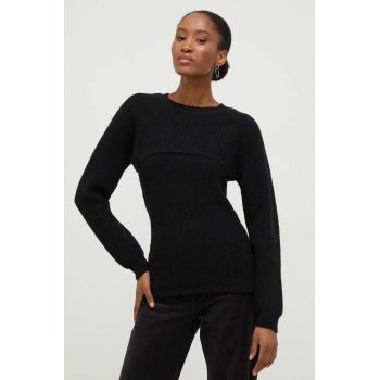 Answear Lab pulover de lana culoarea negru