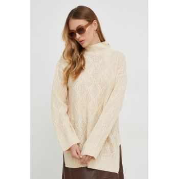Answear Lab pulover femei, culoarea bej, cu guler