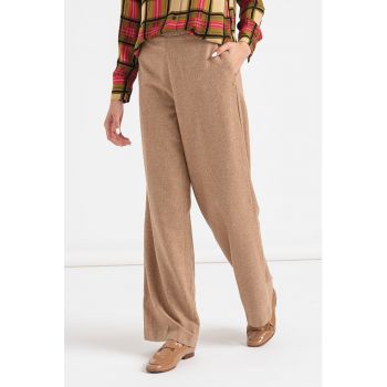 Pantaloni din amestec de lana cu croiala ampla