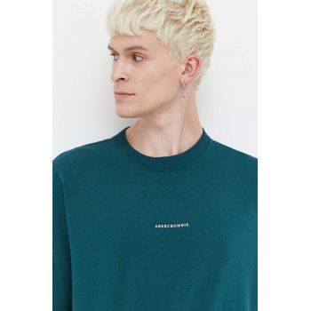 Abercrombie & Fitch tricou din bumbac barbati, culoarea verde, cu imprimeu