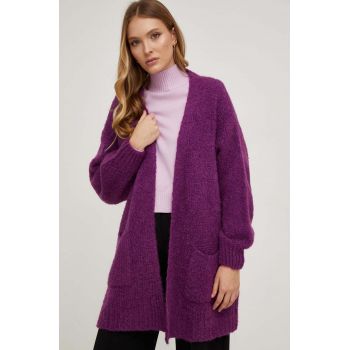 Answear Lab cardigan de lana culoarea violet, călduros