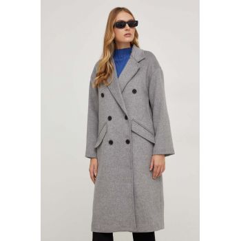 Answear Lab palton de lana culoarea gri, de tranzitie, oversize de firma original