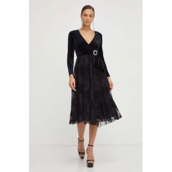 Nissa rochie culoarea negru, midi, evazati de firma originala