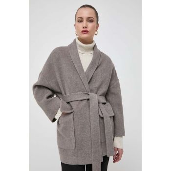 Beatrice B palton de lana culoarea gri, de tranzitie, oversize de firma original