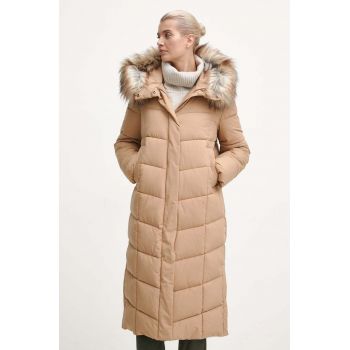 Medicine palton femei, culoarea bej, de iarna, oversize de firma original