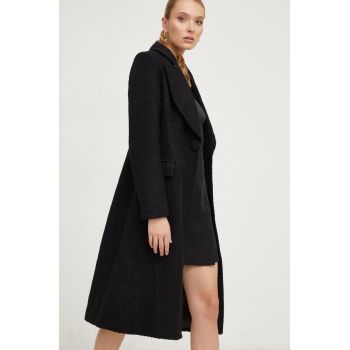 Answear Lab palton de lana culoarea negru, de tranzitie ieftin