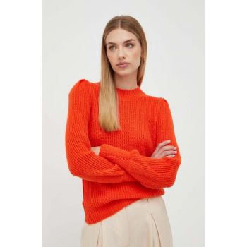 Morgan pulover din amestec de lana femei, culoarea portocaliu, light