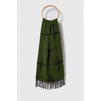 Sisley esarfa din amestec de lana culoarea verde, modelator