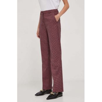 United Colors of Benetton pantaloni din lana culoarea roz, drept, high waist