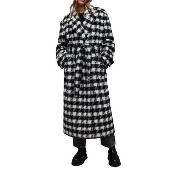 AllSaints palton din lana Haithe culoarea negru, de tranzitie, oversize de firma original