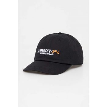 Superdry șapcă de baseball din bumbac culoarea negru, cu imprimeu