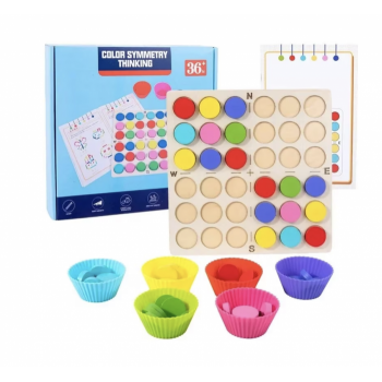 Joc Montessori cu jetoane colorate de logica, memorie si asociere simetrica
