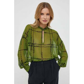 Sisley bluza femei, culoarea verde, modelator