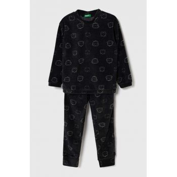 United Colors of Benetton pijama copii culoarea negru, modelator