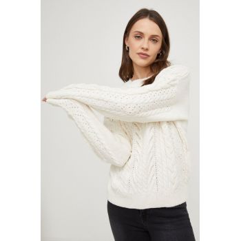 Answear Lab pulover din amestec de lana femei, culoarea bej, călduros
