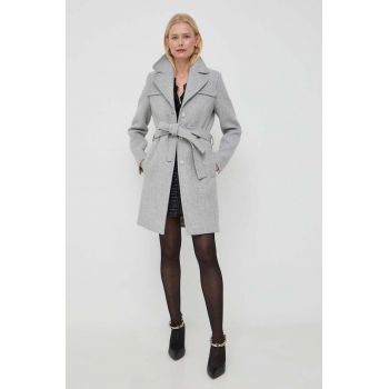 Morgan palton de lana culoarea gri, de tranzitie de firma original