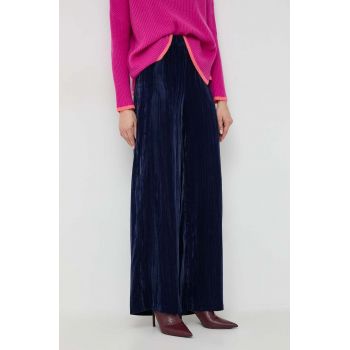 MAX&Co. pantaloni femei, culoarea albastru marin, lat, high waist