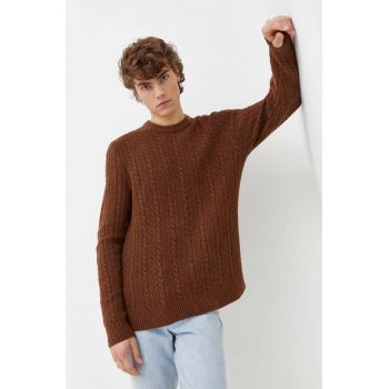 Abercrombie & Fitch pulover barbati, culoarea maro, călduros