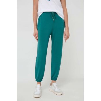 Marella pantaloni de trening culoarea verde, neted ieftin