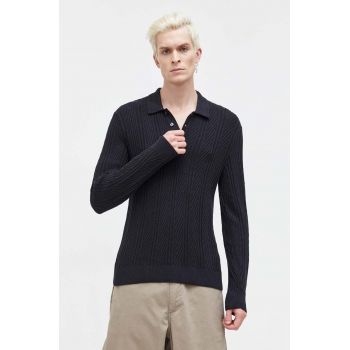 Abercrombie & Fitch pulover barbati, culoarea negru, light