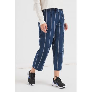 Pantaloni crop din bumbac cu model in dungi Sportswear