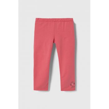 United Colors of Benetton pantaloni de trening pentru copii culoarea roz, cu imprimeu