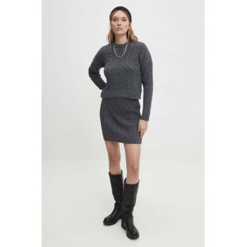 Answear Lab compleu pulover si fusta culoarea gri