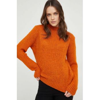 Answear Lab pulover de lana culoarea portocaliu, cu turtleneck