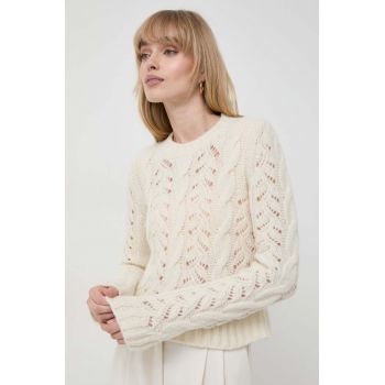 Marella pulover de lana femei, culoarea bej, călduros