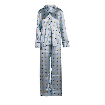 All Over Mascotte Satin Long Pyjamas Fantasia Azzurro M