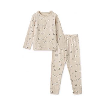 Liewood pijamale de bumbac pentru copii culoarea bej, neted