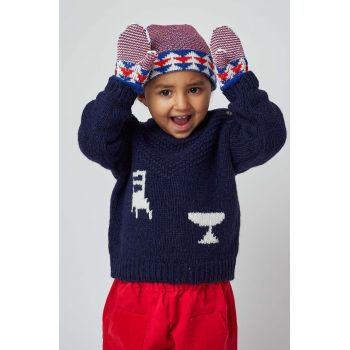 Bobo Choses pulover din amestec de lână pentru bebeluși culoarea albastru marin