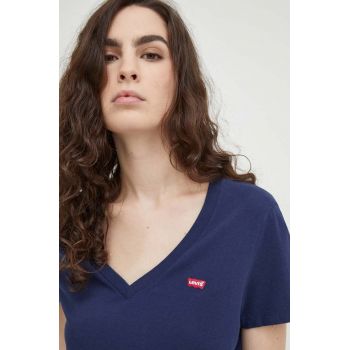 Levi's tricou din bumbac femei, culoarea albastru marin