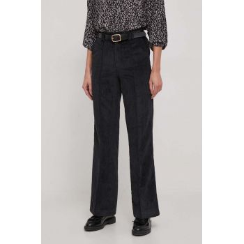 United Colors of Benetton pantaloni femei, culoarea negru, lat, high waist