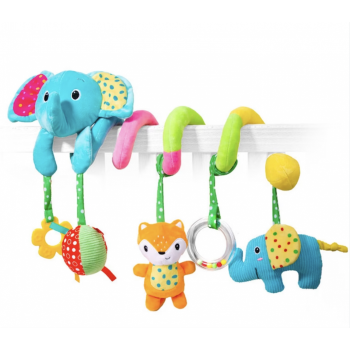 Jucarie bebe zornaitoare Elefant pentru patut, carucior, multicolor
