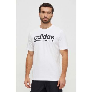 adidas tricou din bumbac bărbați, culoarea alb, cu imprimeu IW8835